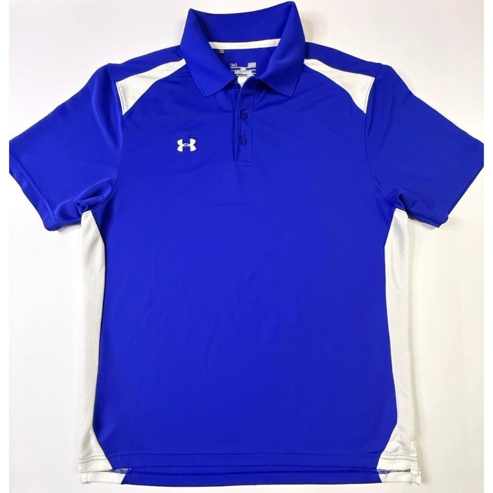 Under Armour HeatGear Polo Shirt Mens XL Blue Loose Fit Golf Athletic